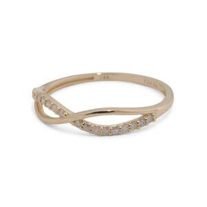 WHITE LOTUS Gold/Diamond 14kt Gold Diamond Crossover Ring